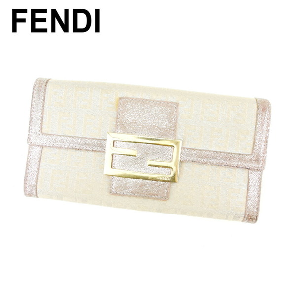Fendi long Wallet Leather pink Zucchino beige zipper - Picture 1 of 6